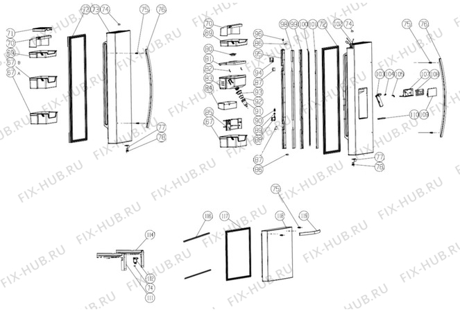 Взрыв-схема холодильника Electrolux EN6084JOX - Схема узла Door 003